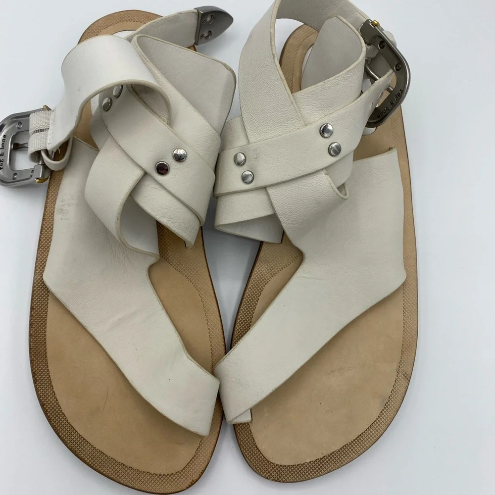 * NEW* Rag‎ & Bone Ventura White Leather Ankle Strap sandal. Sz 36 no box